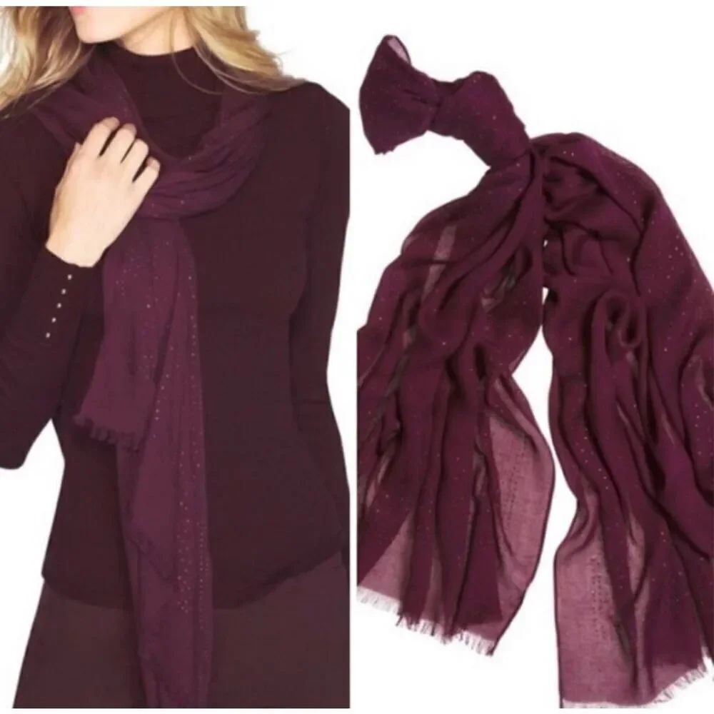 White House Black Market burgundy embellished scarf